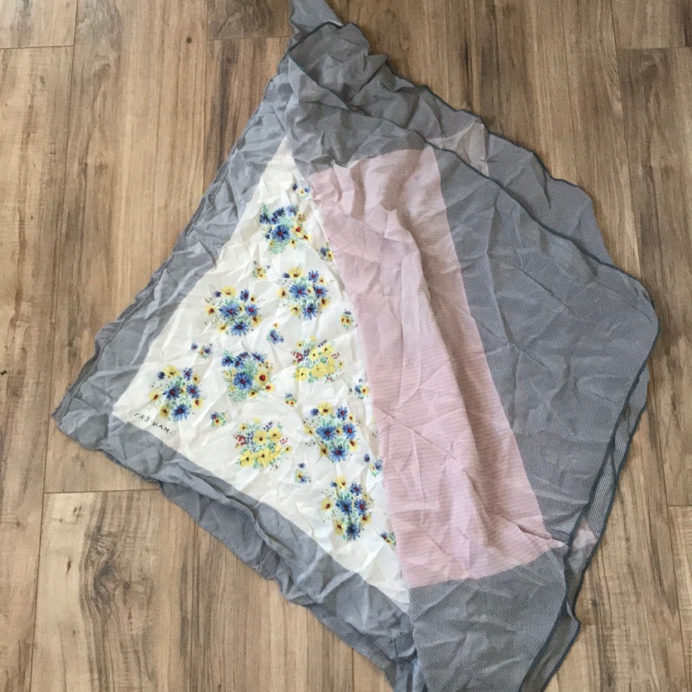 Two silk/polyester blend scarves